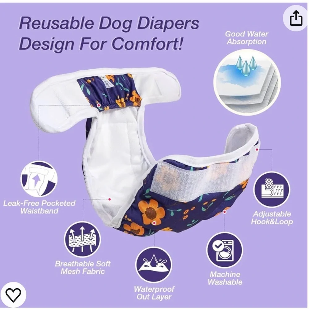 Lot Of‎ 2 Female Dog Diapers And 1 Sanitary Diaper 2 Small And 1 XS See Pictures